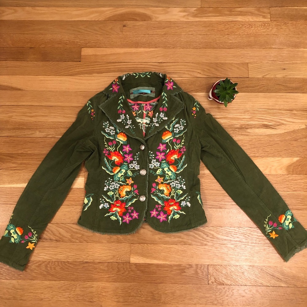 🔥RARE Vintage Green Embroidered Jacket